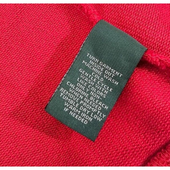 Vtg Ralph Lauren Womens Wrap Cardigan Shawl Collar Buckle French Terry Red Small - Picture 12 of 16